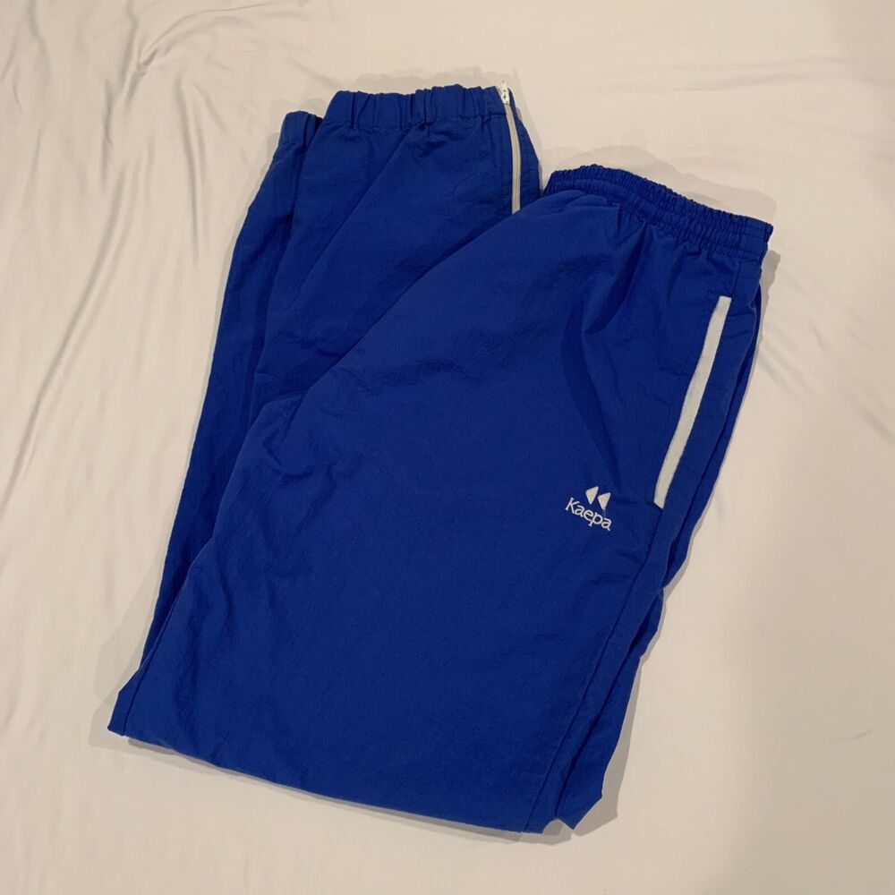 Vintage Kaepa  Nylon Wind Track Pants Blue Size S Soccer Warmups Zip Ankle
